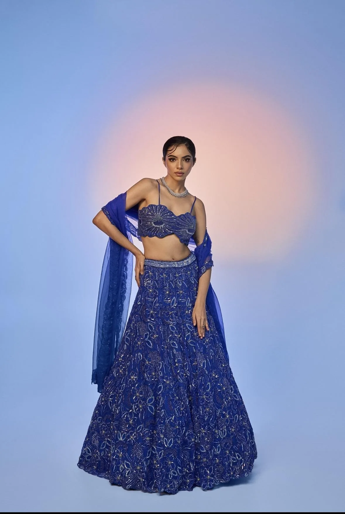Electric Blue Lehenga Set — Electric Blue Bridal Lehenga by Charmie Galaiya